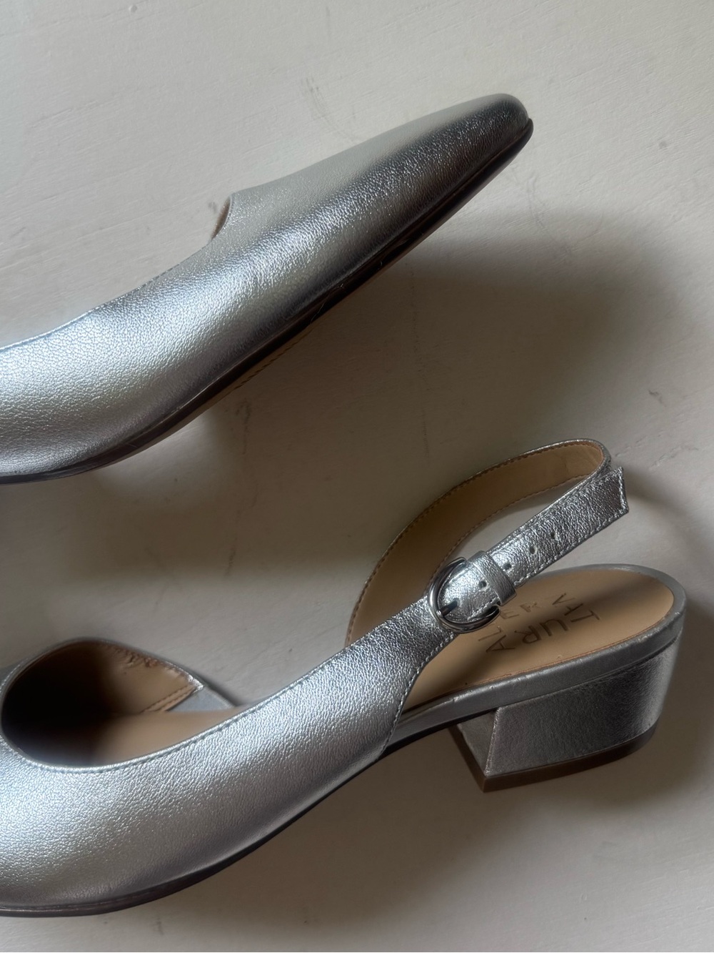 Nauralizer Banks Silver Leather Slingbacks - Picture 12 of 16
